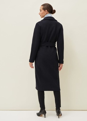 Phase Eight Carlotta Wrap Wool Coats Navy USA | 4130592-FM